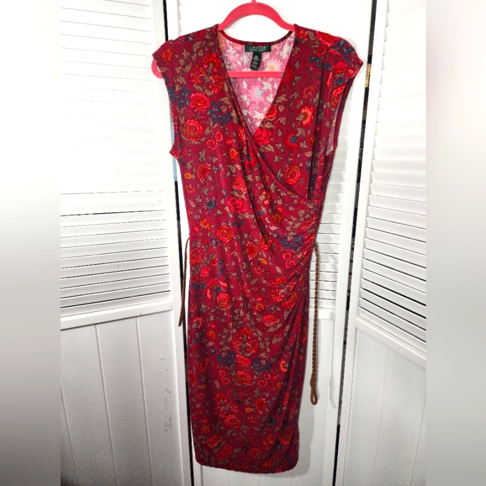 Ralph Lauren Floral Print Ruched Sheath Dress